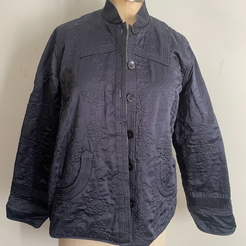 Reversible Quilted Floral Satin Jacket
